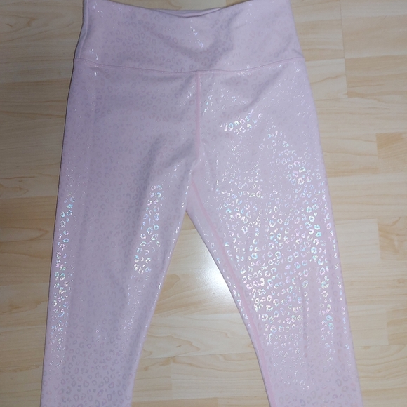 Zyia Active Pink Holo Foil Leopard Print Leggings - Picture 2 of 9